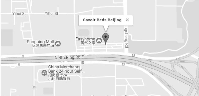 Static map of Savoir Beds Beijing showroom and link to googlemaps.