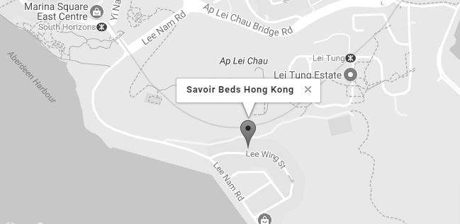 Static map of Savoir Beds Hong Kong showroom and link to googlemaps.