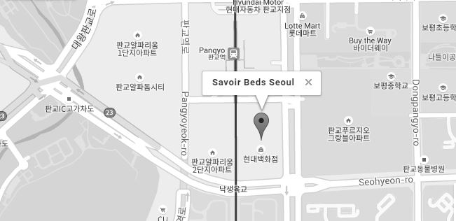 Static map of Savoir Beds Seoul showroom and link to googlemaps.