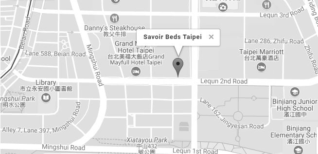 Static map of Savoir Beds Taipei showroom and link to googlemaps.